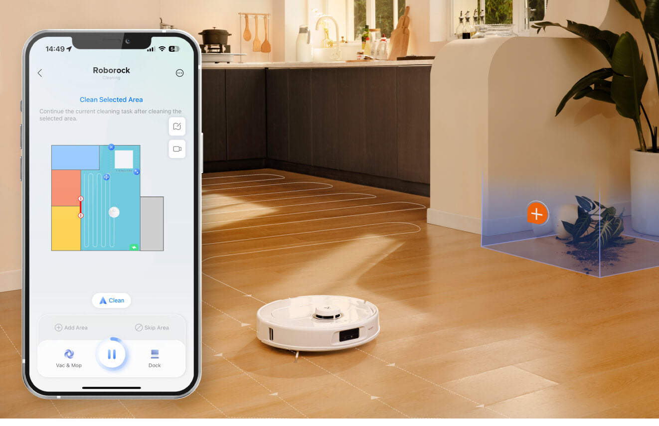 roborock app for fast cleaning, temporary cleaning and custom cleaning routines